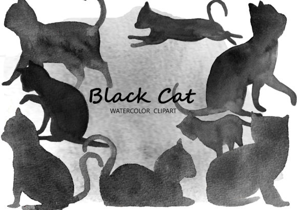 Black Cat Watercolor Clipart: A Versatile Creative Asset
