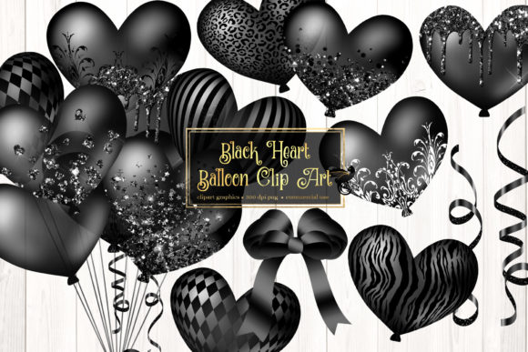 Black Heart Balloon Clipart for Creative Projects