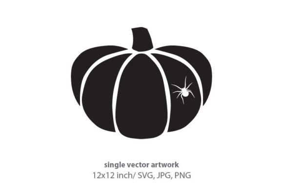 Black Pumpkin and Small White Spider: A Versatile Vector Artwork for Creative Projects
