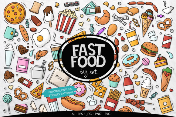 Fast Food Big Set Clipart: A Strategic Design Resource for Creatives and Businesses