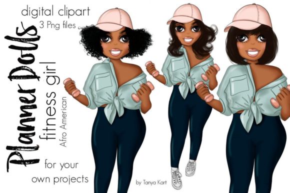 Fitness Afro Girl Illustrations