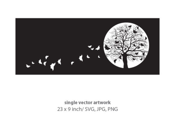 Full Moon, Bats and Tree: A Versatile Vector Artwork for Creative Projects