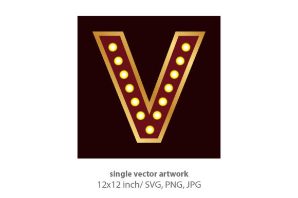 Lights Bulbs Inside Decorative Letter V: A Versatile Digital Art Asset