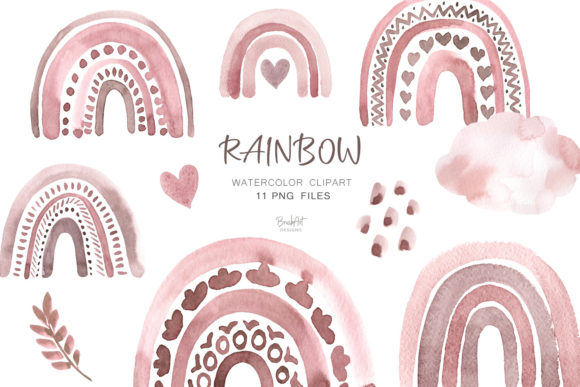 Rainbow Pink Watercolor Clipart for Creative Projects