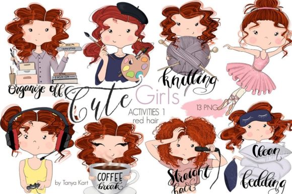 Red Hair Stickers Planner Icons: A Creative Resource for Organizers and Designers
