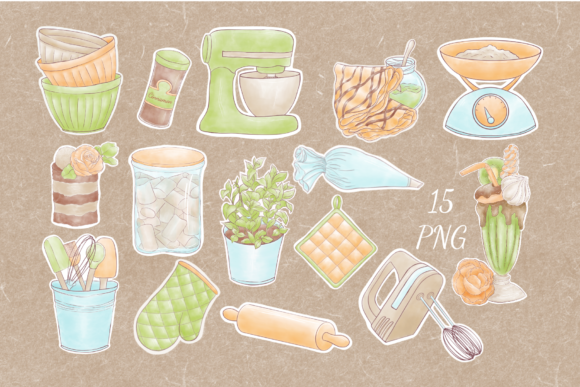 Set Illustration Pastry Chef’s Kitchen: A Versatile Resource for Creative Designers