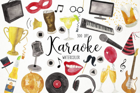 Watercolor Karaoke Clipart, Sing Clipart: A Creative Solution for Digital Projects