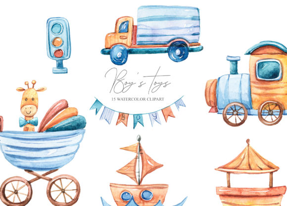 Watercolor Nursery It's a Boy Clipart