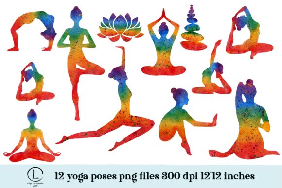 Watercolor Yoga Clipart PNG